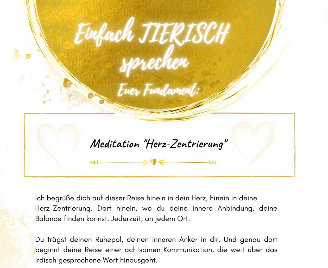 Tierkommunikation Meditation für Online-Kurs